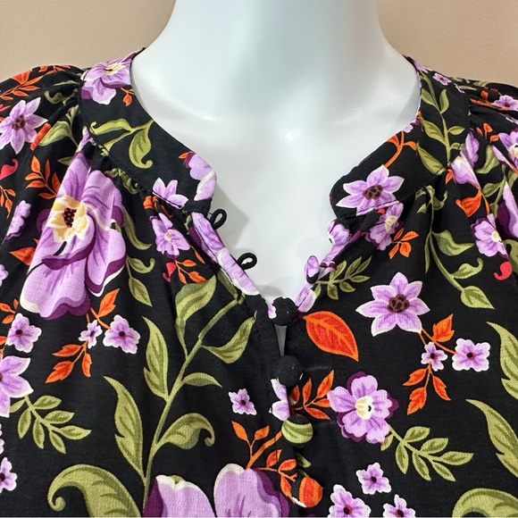 NWT Label of Love Violet Femme Floral Mini Dress Black Purple Womens Large - Picture 6 of 10